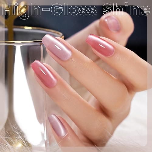 RARJSM Nude Glitter Cat Eye Gel Nail Polish Set 6Pcs Ceramics Pink Light Purple Brown Velvet Shimmer Smoothie Cateye Gel Polish with Magnetic Stick UV LED Curing Require Home Salon Nail Design thumbnail 3