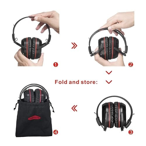 SIMOLIO 2 Pack IR Wireless Headphones for in Car TV Video Audio Listening, Not Bluetooth, 2 Channel Car DVD Headphones for Kids, Universal Infrared Headsets for Headrest Video System, AUX Cord thumbnail 5