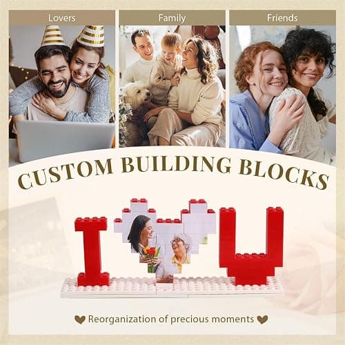 NAZENTI Personalised I Love You Building Bricks with Photo Gifts for Him, Custom Valentines Day Gifts Building Blocks, Blocks Puzzles Couple Gift for Lovers Boyfriend, Heart-shaped Puzzle thumbnail 4