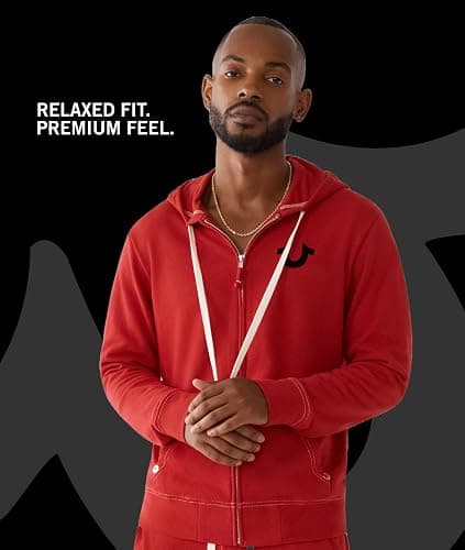 True Religion Men's Buddha Logo Zip Hoodie Sweatshirt Hooded Sweatshirt thumbnail 3