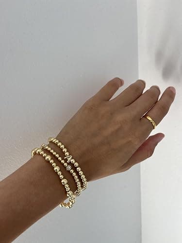 BaubleBar Three Bracelet Gift Set for Women, Gold-Plated Initial Beaded Bracelets, Fashion Jewelry, Personalized & Trendy Gift, Fashion Jewelry Set thumbnail 4