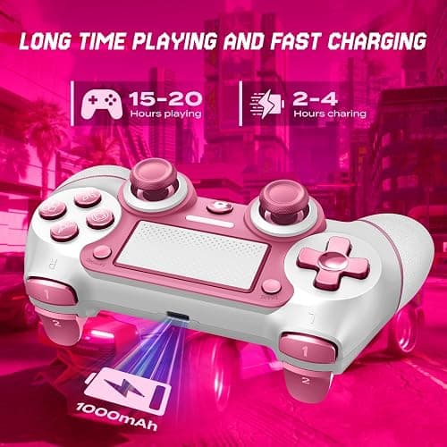 Wireless Controller For PS4, Pink ps4 controller with Dual Vibration/ 6-Axis Motion Sensor/Audio Jack/Touch Pad/Share Button, Recharge Controller For PC, P-4 Accessories Perfect Adaptive Full Version 4/4 Pro/Slim. thumbnail 6
