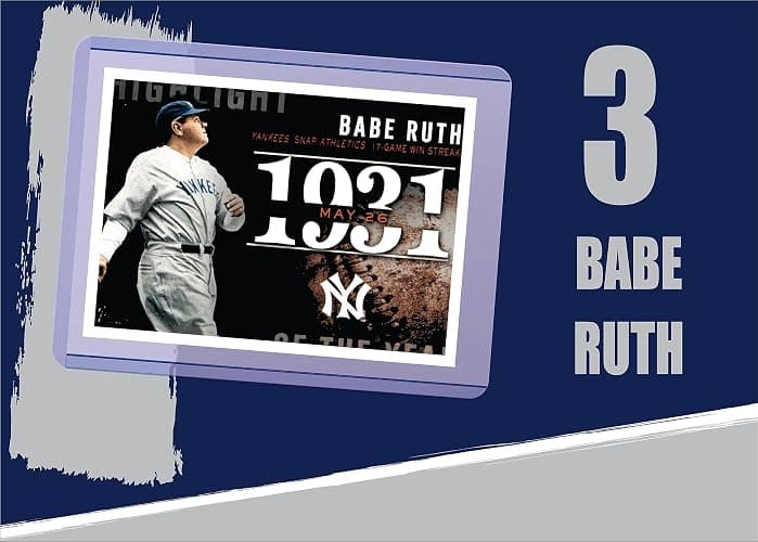 Babe Ruth (5) Assorted Baseball Cards Gift Pack - New York Yankees thumbnail 4