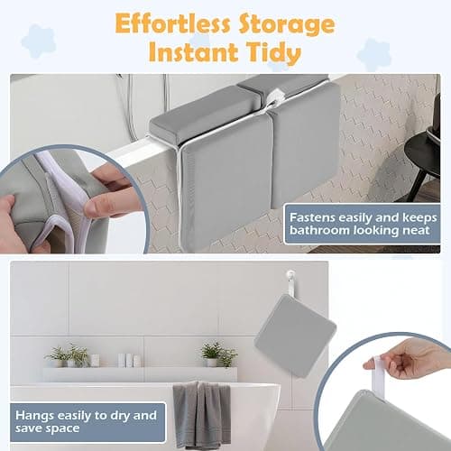 YUFIXO Baby Bath Kneeler and Elbow Rest Pad Set, Gray | 1.5" Thick Soft Memory Foam, Bath Toys Organizer, Non-Slip, Quick-Dry, Foldable, Gift for Parents thumbnail 5