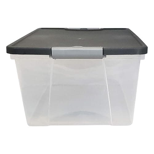 HOMZ 4-Pack Secure Latch, Clear Plastic Storage Organizer Bins, 15 Quart, Gray Lid - Stackable Container Boxes for Bedroom, Bathroom, Garage, and Office Organization thumbnail 9