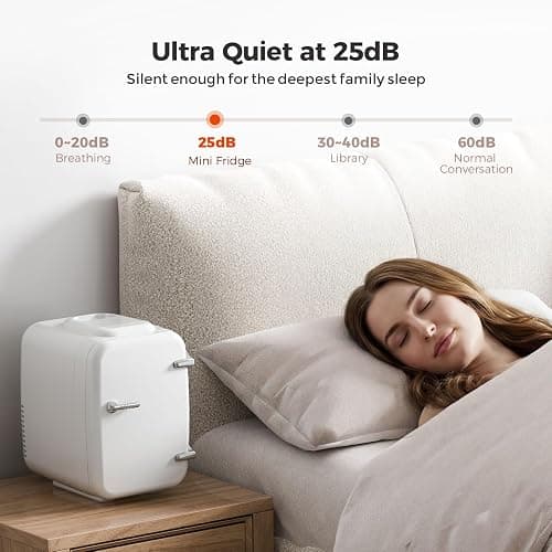 Mini Fridge for Bedroom - 4 Liter/6 Can Mini Makeup Fridge, 110V AC/ 12V DC Portable Thermoelectric Cooler&Warmer for Skincare, Drink, Cosmetic, Medicine, Small fridge for Bedroom, Office, Dorm, Car thumbnail 7
