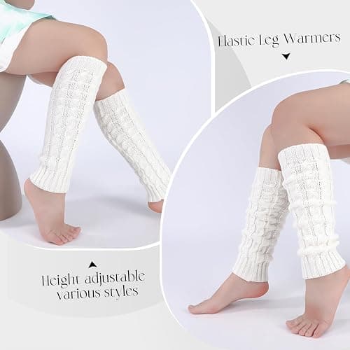 3 Pairs Leg Warmers for Women, Knitted Leg Warmers Knit Winter Thermal Warm Leg Warmer Long Socks Boot Cuffs for Women Girls thumbnail 4