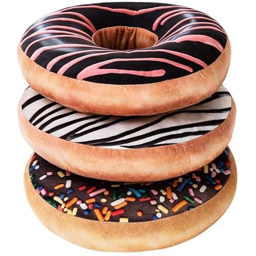 HYSEAS Round Throw Pillow 14 Inch Chocolate Donut, 3D Digital Print Decorative Comfortable Soft Plush Funny Food Shaped Pillow Light Weight Seat Pad Cushion for Couch, Chair, Floor, Sofa thumbnail 7