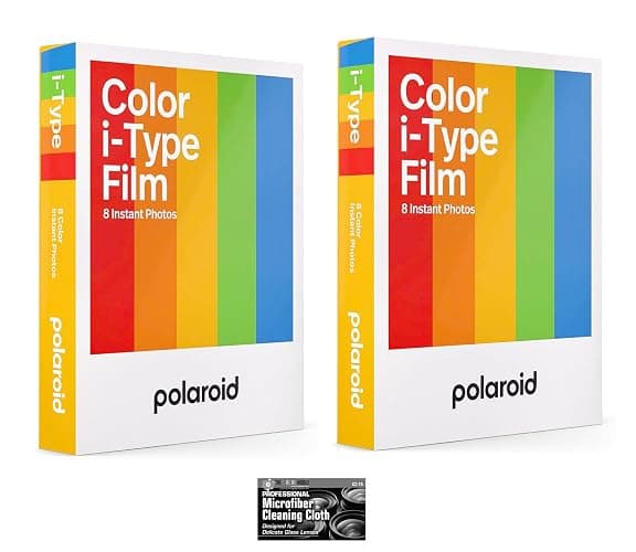 Polaroid i-Type Color Glossy Instant Film for Polaroid Now, Lab, and OneStep2 Camera - 2-Pack with Cloth - Image 1