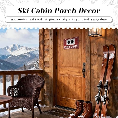HYBLOM Vintage Expert Only Double Black Diamond Ski Warning Sign - Ski Lodge, Cabin Decor, Winter Party Decorations, and Skier Gifts Metal Tin Sign 12x8 Inch thumbnail 5