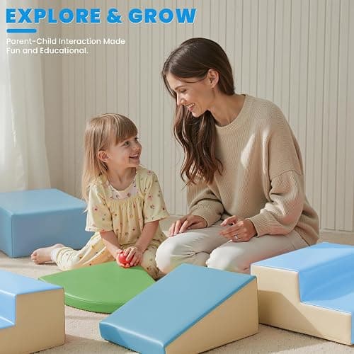 Hoohtoot PU Leather Foam Blocks for Children: 6-Piece Indoor Climbing Play Set - Soft Climbing and Sliding Blocks - Children Learning Gym - Child Activity Structure for Preschool thumbnail 7
