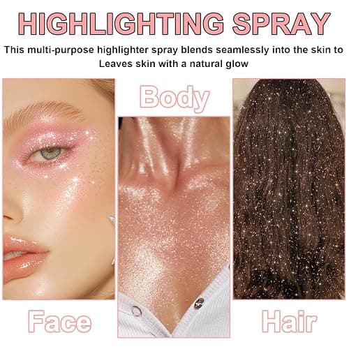 Hair and Body Glitter Spray, Shimmering Powder Sparkle Powder Makeup, Glitter Loose Sparkle Makeup for Body Highlighter,Festival Prom Rave Accessories (Pink) thumbnail 5