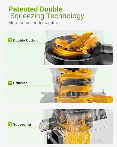 Cold Press Juicer Machines – 6.5'' Large Feed Chute for Whole Fruits & Vegetables, High Juice Yield, Easy To Clean thumbnail 6