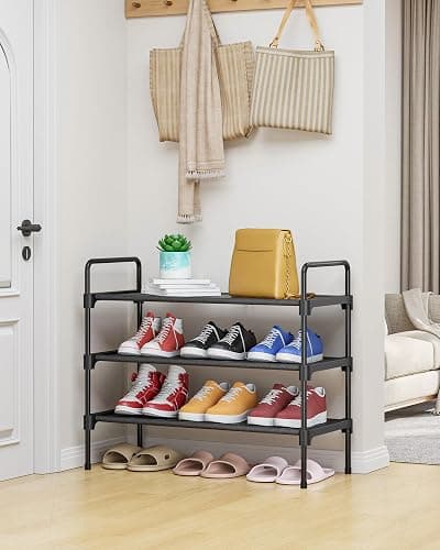 Kitsure Shoe Rack for Closet, Shoe Storage, 27.6" Wide - 3 Tiers, Black | Shoe Organizer for Closet, Entryway, Living Room, Space-Saving Shoe Shelf, Sturdy Zapateras Organizer thumbnail 2