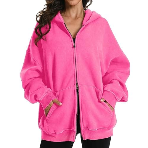 FAIABLE Womens Mens Double Zip Up Hoodie Oversized Acid Wash Heavyweight Hoodie Distress Cotton Fleece Full Zipper Sweatshirt thumbnail 2