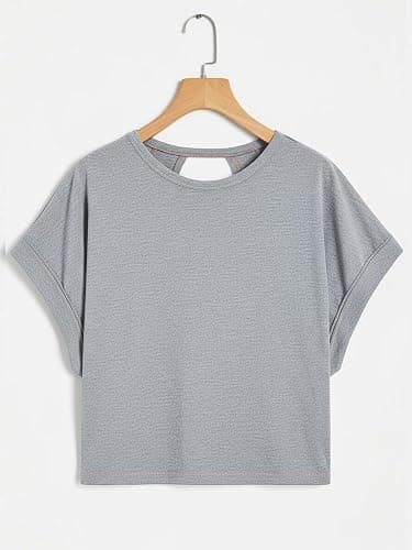 RoseSeek Girl's 2 Packs Open Back Backless Tops Criss Cross Short Sleeve T Shirts Crewneck Casual Tees thumbnail 4