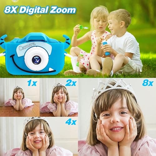 Goopow Kids Camera Toys for 3-8 Year Old Girls Boys,Children Digital Video Camcorder Camera with Cartoon Soft Cover, Best Chritmas Birthday Festival Gift for Kids - 32G SD Card Included thumbnail 7