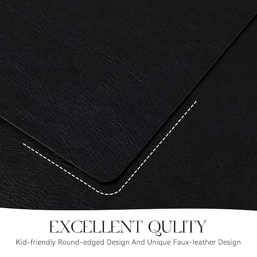 MOSAYT Vinyl Placemats Set of 4-12 X 17 Inch - Faux Leather 100% Waterproof Oil-Proof Wipeable PU Place Mats, Heat Resistant Reversible Table Mats for Kitchen, Dining, Outdoor (Black) thumbnail 6