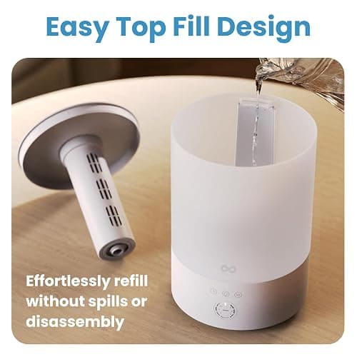 Everlasting Comfort 2.5L Top Fill Humidifier for Bedroom – Quiet, Easy to Fill & Clean, 24HR Runtime, Night Lights, Timer, Ultrasonic Cool Mist, Auto Shut-Off for Indoor Use - White thumbnail 5