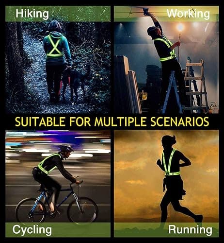 DRESBE Reflective Vest Gear Unisex Warning Vests Adjustable Laser Safety Band for Night Running Cycling Jogging Walking thumbnail 7