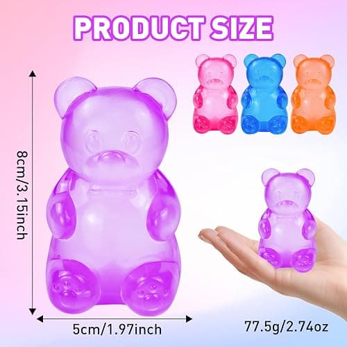 Stress Bear Taba Squishy Balls, Bear Toy Taba Squishy Toys for Kids Stress Relief Squeeze Balls for Valentines Day Gifts Birthday Gifts Party Favors-Purple thumbnail 2
