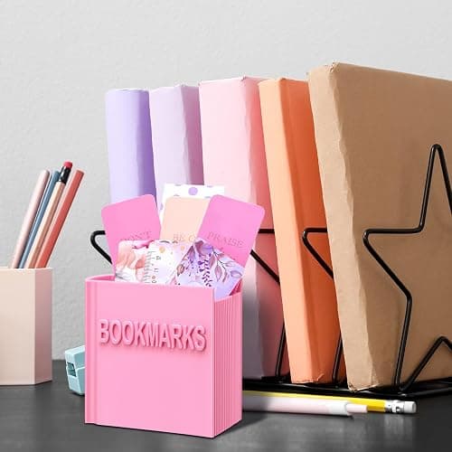 Honeydak 3D Printed Book Shaped Bookmark Holder Bookmark Holder Display Teacher Appreciation Gifts Office Desk Supplies Funny Bookmark Accessories(Pink) thumbnail 7