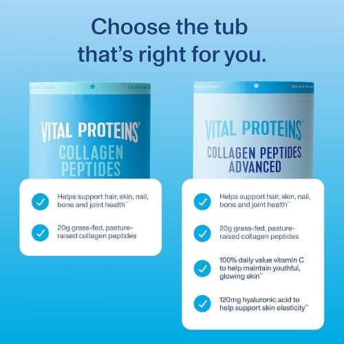 Vital Proteins Collagen Peptides Powder Advanced, Unflavored, 20oz | Hyaluronic Acid & Vitamin C, Supports Hair Skin & Nails, Collagen Peptides, 27 Servings thumbnail 4