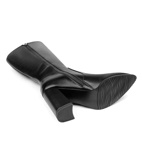 COLETER Women's Knee High Boots Pointed Toe Chunky Gogo Boots Zipper Block Heeled Tall Dress Boots thumbnail 5