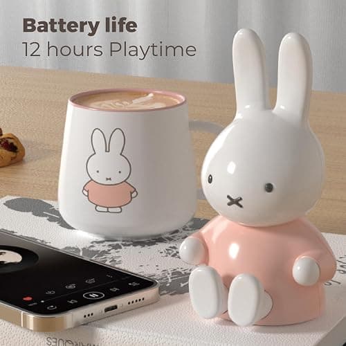 Miffy Portable Bluetooth Speakers, Cute Portable Wireless Speakers with Loud Stereo Sound, Built-in Mic, TF-Card Slot, Dual Pairing,40H Playtime for Room, Desk Decor, for her (Pink) thumbnail 2