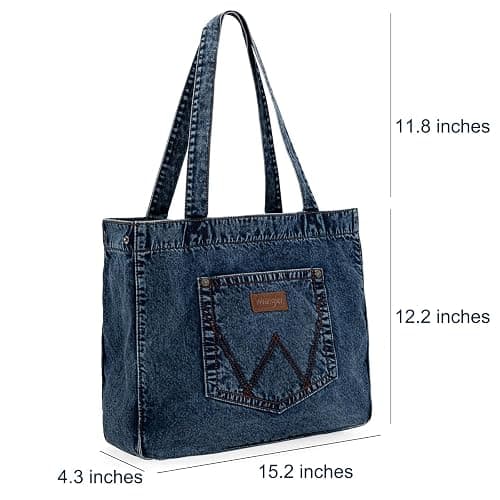 Montana West Wrangler Denim Tote Bag for Women Large Purses for Work Travel Everyday thumbnail 5
