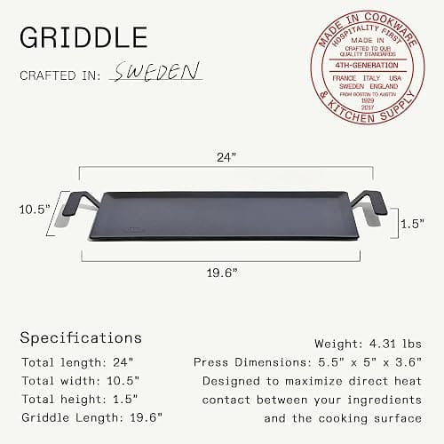 Made In Cookware | Carbon Steel Griddle | Professional Cookware | Crafted in Sweden | Induction Compatible thumbnail 3