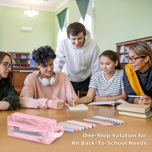 Asten 35 Pcs Aesthetic School Supplies, Clear Pencil Case with Pastel Pens and Highlighter, Mechanical Pencil 0.5 & 0.7 mm, 6-in-1 Multicolor Pen, Book Annotation Kit, College School Supplies for Girl thumbnail 2