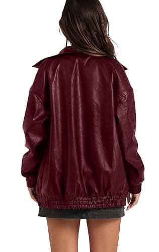 Sampeel Leather Jacket Women Faux Oversized Motorcycle Bomber Coats 2026 Fall Fashion Outfits Winter Clothes thumbnail 3