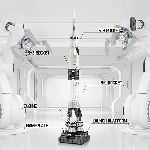 APENGBAOL Saturn V Space Rocket and Vehicles Building Blocks Set,613 Precision Space Shuttle Building Block Toys for Kids .Gifts for Adults thumbnail 4