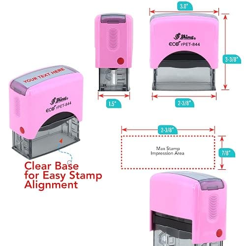 Stamp Pro Pink Self Inking 1 Line Custom Stamp – Personalized Name or Text Stamp for Home, School, Crafts & Business Use thumbnail 2