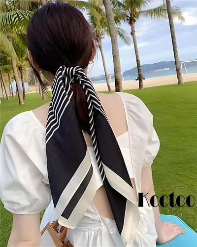 kcctoo 27.5" Mulberry Silk Feeling Head Scarf Women's Fashion Square Neck Satin Scarfs for Bag Hair Scarves Gift thumbnail 6