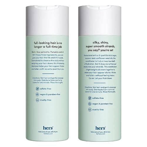 hers Triple Threat Shampoo and Conditioner Set for Women- Thickening, Moisturizing, Reduces Shedding- Color Safe Hair Loss Shampoo and Conditioner- 2 pack, 6.4oz thumbnail 2