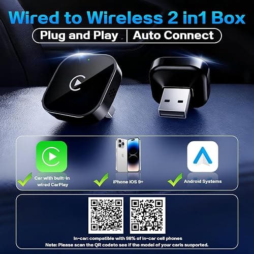 Mini Wireless CarPlay Adapter for iPhone,2 in 1 for Apple Carplay and Android Auto Adapter,Convert Wired to Wireless, Plug & Play, USB to USB-C/Type-C thumbnail 4