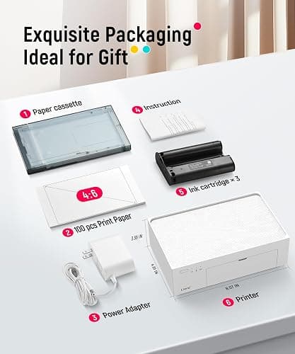 Liene 4x6'' Photo Printer, Phone Printer 100 Sheets, Full-Color Photo, Portable Instant Photo Printer for iPhone Android, Thermal Dye Sublimation, Wi-Fi Picture Printer 100 Papers & 3 Cartridges thumbnail 9