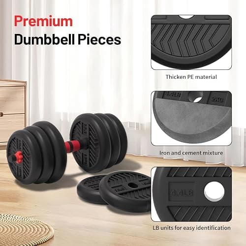 Adjustable Dumbbell, 20/30/40/60/80lbs Dumbbells Set, 4-in-1 Free Weights for Women/Men Workout Equipment Used as Barbell/Kettlebells/Push up Stand for Home Gym thumbnail 4