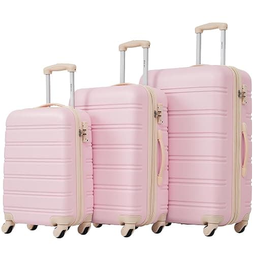 Merax Luggage Sets of 3 Piece Carry on Suitcase Airline Approved,Hard Case Expandable Spinner Wheels(White Pink) thumbnail 9