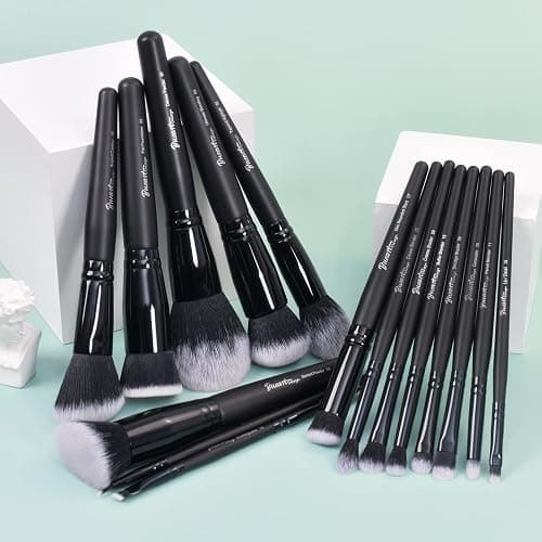 Bueart Design 19Pcs ULTRA SOFT Black labeled DENSE HAIR Makeup Brushes set Contains large powder Flat Foundation Ultimate Blending Make up Brush set Blush Face Brush Concealers contour Eyeshadow thumbnail 3