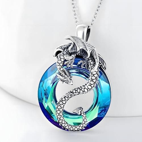 Unified Jewellery Cool Dragon Pendant Necklace for Men and Women, Zinc Alloy Fantasy Dragon Jewelry with Blue Crystal, Lovers' Holiday Accessory B149 thumbnail 6