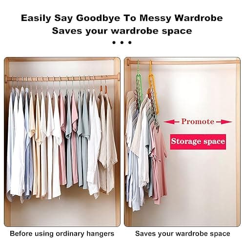 Closet Organizers and Storage,College Dorm Room Essentials, Multifunctional Organizer Magic Space Saving Hangers with 9 Holes Storage Organization for Wardrobe Closet Heavy Clothes - Multicolor - 4 Pack thumbnail 2