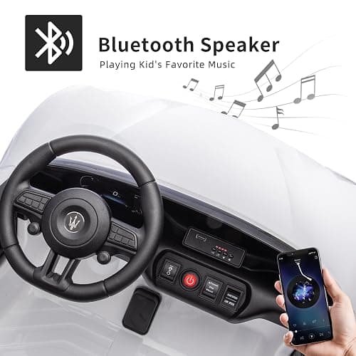 24V Maserati Licensed 2-Seater Kids Electric Ride-On Car, Dual-Speed Modes, Adjustable Seat Belts, Music & Bluetooth, 4 Motors for Powerful Performance, Ideal Gift for Ages 4-8 (White) thumbnail 7