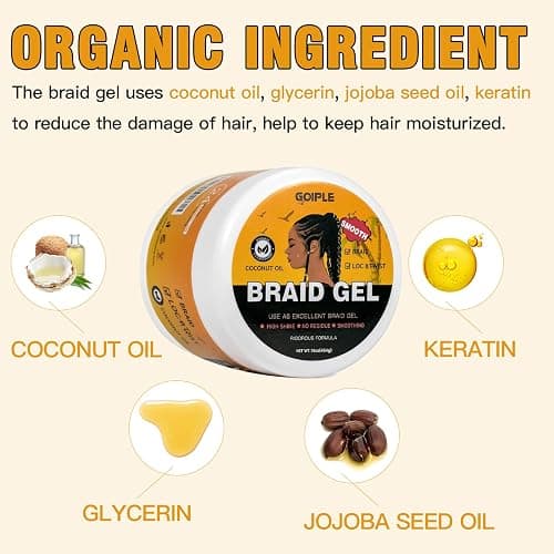 16 OZ Big Capacity Strong Hold Smoothing Gel for Twist, Locs, Braids, Edge, Cornrows - No Flake, Tames Frizz, High Shine, Easy to Use Braiding and Edge Control Gel thumbnail 2