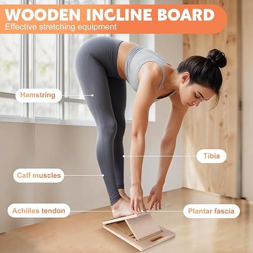 Slant Board for Calf Stretching, Adjustable Wooden Calf Stretcher Incline Board, Calf Stretch Board for Squats Leg Knees Heel Ankle Stretching thumbnail 5