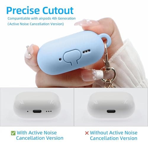 Compatible with AirPods 4 Case, Premium Soft Silicone Protective Case Cover for Apple AirPods 4th Generation with Cleaner Kit Keychain Accessories for Women Girls thumbnail 4