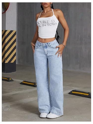 Floerns Women's Bowknot Embroidery Jeans Y2k Straight Leg Boyfriend Denim Pants thumbnail 6