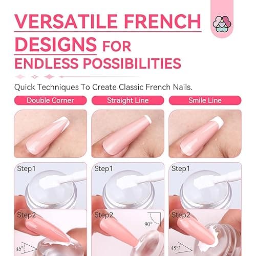 Saviland French Tip Nail Stamp - 4PCS Nail Art Stamper Kit Clear Silicone Nails Stamping Long & Short Jelly Stamper with Scrapers Nails Stamper Kit for French Manicure Home DIY Salon thumbnail 7